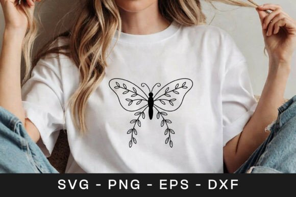 Butterfly Floral Line Art SVG PNG Design