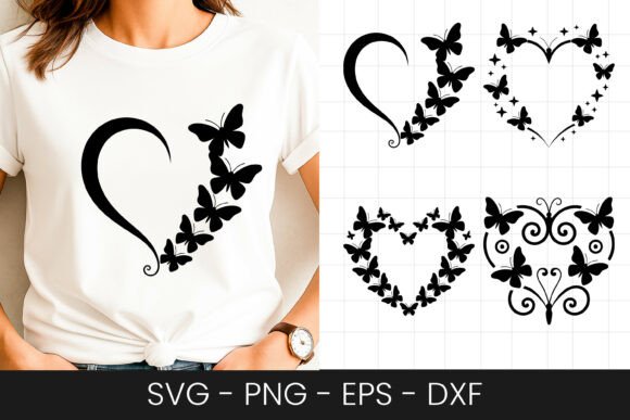 Butterfly Heart Decorative Design SVG