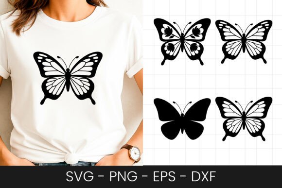 Classic Butterfly Silhouette Art SVG PNG