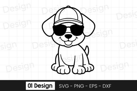 Cool Puppy Sunglasses Cartoon SVG PNG