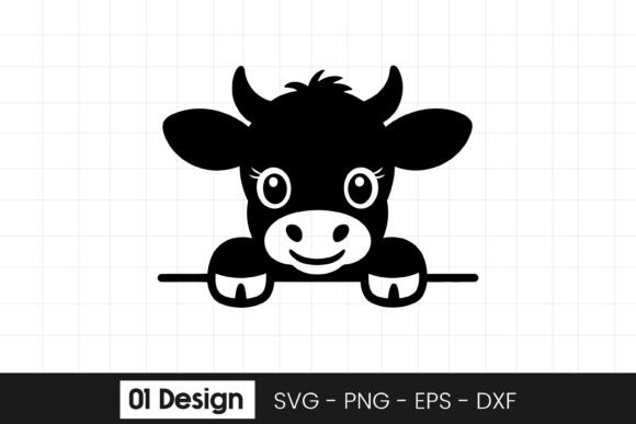 Cute Peeking Cow Head Embroidery Design for Real Projects