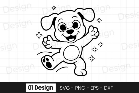 Cute Puppy Jumpumping Cartoon Design SVG