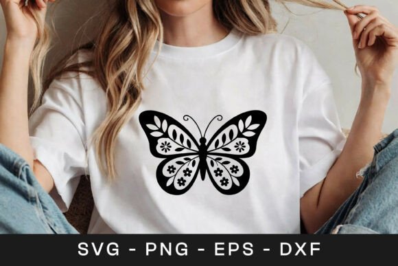 Decorative Butterfly Line Pattern SVG