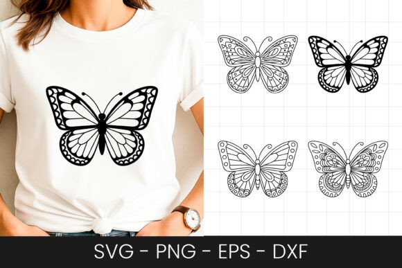 Detailed Butterfly Sketch Design SVG PNG