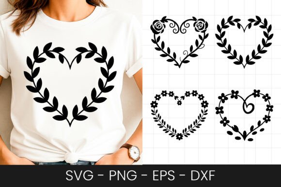 Leaf Heart Wreath Love Design SVG PNG